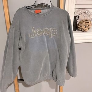VINTAGE Jeep large sweatshirt | teal blue | gold stitch logo